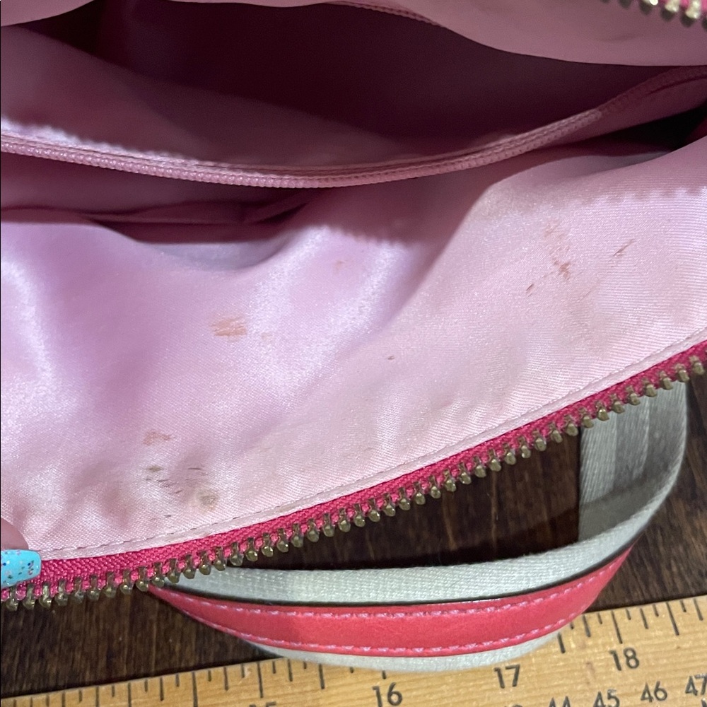 Coach Signature Heritage Stripe Coated Canvas and Leather Satchel Pink - Picture 16 of 16